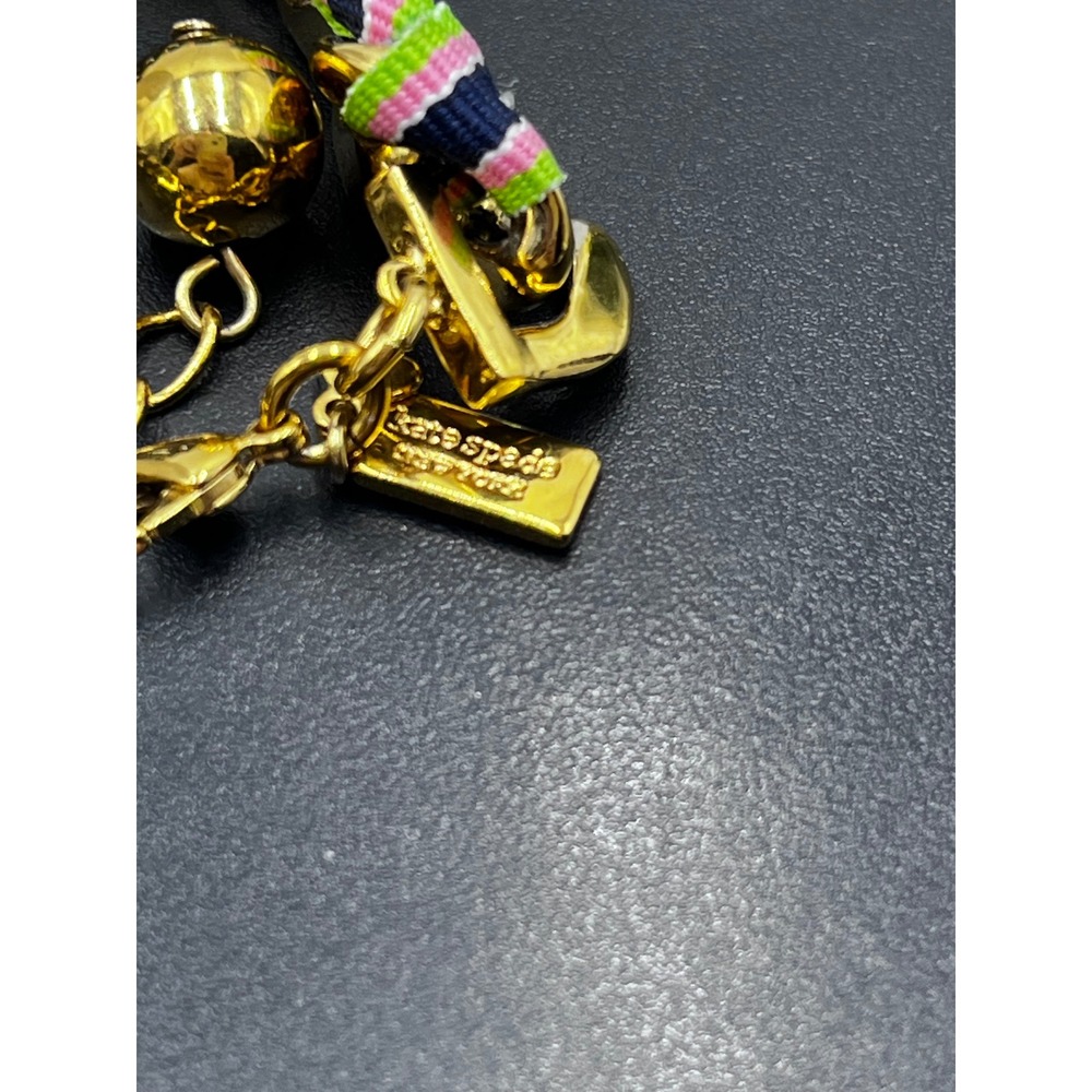 Kate Spade New York "Learn the Ropes" Woven Chain Pink Green White Bracelet - Picture 7 of 9